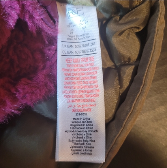 FNF girls winter coat with detached pink vest size 2 yrs - Picture 2 of 13